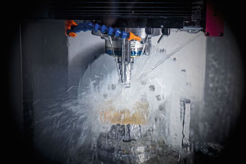 Mit dem duktilen Schnittmodus lässt sich auch bei härtesten Keramikbauteilen ein fließender Span abtragen. Dadurch werden Oberflächenebenheit im Mikrometerbereich und Oberflächenrauheit von Ra=0,2 Mikrometer erreicht.  (Bild: Kern Microtechnik GmbH)