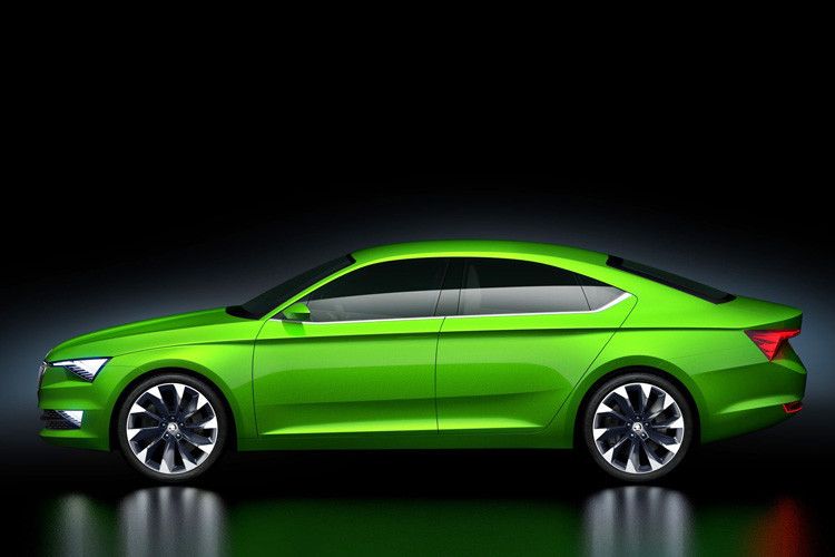 Das fünftürige Mittelklasse-Coupé tritt im Vergleich zu den aktuellen Modellen deutlich dynamischer auf. (Foto: Skoda)