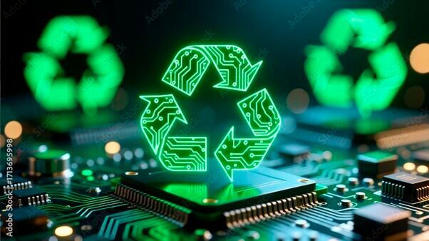 Electronic Waste Recycling Concept - Green Circular Economy. (Source: ©  junet)