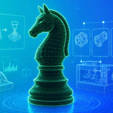 Der Springer eröffnet neue Wege, die anderen Figuren verwehrt bleiben. Deshalb steht er beim Messeauftritt von Bechtle Additive Manufacturing auf der AMB 2026 für additive Fertigung. Sie schafft neue Freiheitsgrade in Konstruktion und Produktion. (Bild: Bechtle PLM)