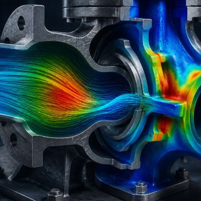 Druckschwankungen und Strömungskräfte beeinflussen das mechanische Verhalten technischer Systeme unmittelbar. Multiphysics-Analysen machen kritische Wechselwirkungen bereits in frühen Entwicklungsphasen sichtbar. (Bild: Merkle CAE Solutions)