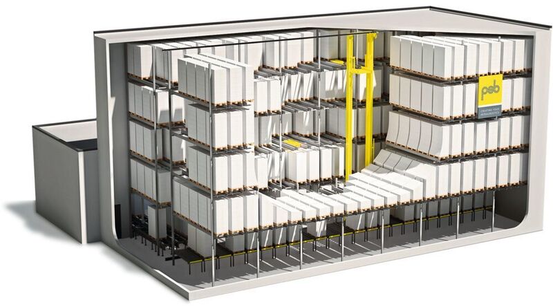 Ein automatisches Tiefkühl-Kanallager mit Maxloader-Paletten-RBG bildet das Herzstück des neuen Produktionslogistikzentrums der Wasgau-Bäckerei. (PSB Intralogistics)