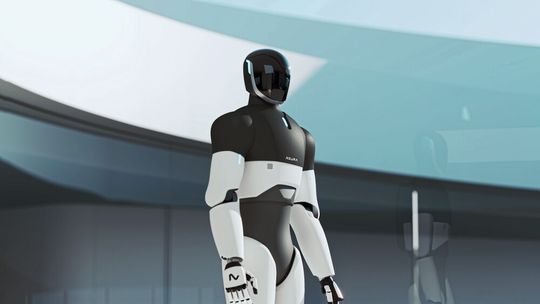 4NE1 ( „For anyone“) – ausser für die Rüstungsindustrie: Neura-Roboter sollen laut Reger ausschliesslich zivilen Zwecken dienen.(Bild:  Neura Robotics)