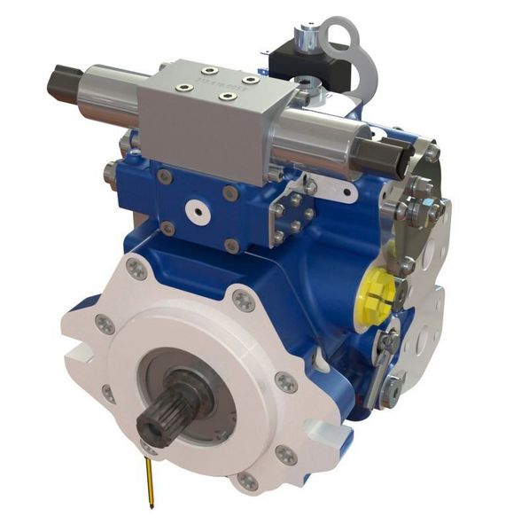 Die Axialkolbenpumpe TPV 2500 für hydrostatische Getriebe von Hansa bietet mit einem 11-Kolben-Zylinderblock und einer hydrostatisch gelagerten Schrägscheibe einen hohen Pumpenwirkungsgrad und damit Kraftstoffeinsparungen von bis zu 10 %. Der mechanische Kontakt zwischen Taumelscheibe und Pumpenkörper wurde eliminiert, was die Geräuschentwicklung um 3dB reduziert.  (Hansa)