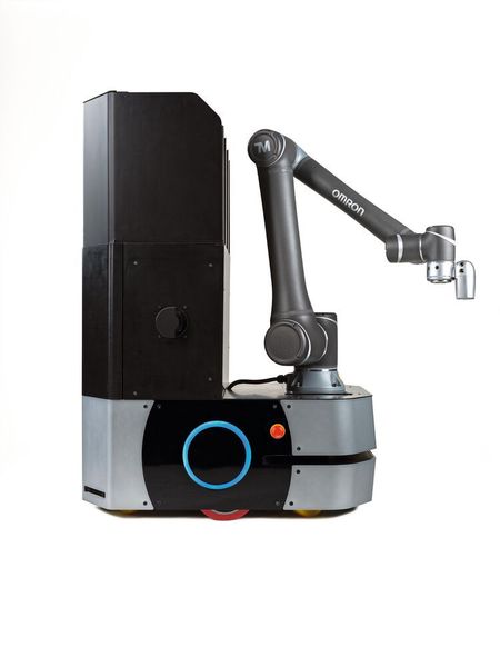 Durch die Montage eines Omron TM-Cobots auf einen mobilen Roboter Omron LD automatisiert die Roboterlösung nicht nur den Transport von Waren, sondern auch komplizierte Kommissioniervorgänge. (Omron)