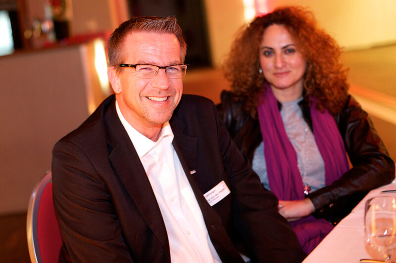 Jörg von der Heydt (Fortinet) und Besa Agaj (IT-Business) beim Abendessen (Archiv: Vogel Business Media)