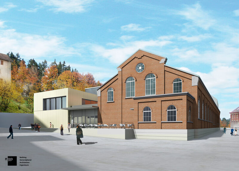 Planungsentwurf der neuen Kantine, die vielmehr als Begegnungs- und Versammlungsstätte entsteht. (Bild: Aesculap)
