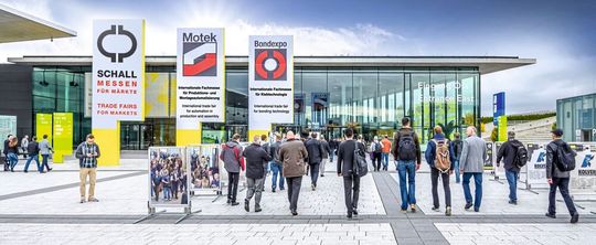Die Motek und Bondexpo finden vom 6. bis 8. Oktober 2026 in Stuttgart statt.(Bild:  Motek)