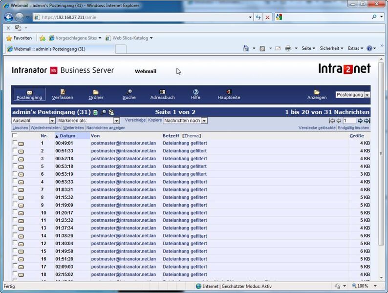Über das Webmail-Interface hat der Administrator Zugriff auf gefilterte E-Mail-Elemente. (Archiv: Vogel Business Media)