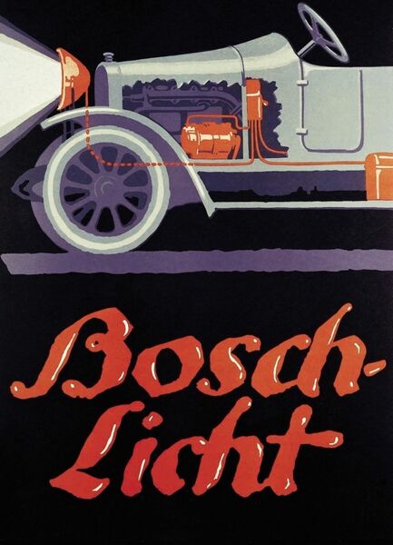 Das Plakat „Bosch-Licht“ von 1914, eines der frühen Sachplakate des Stuttgarter Werbegestalters Lucian Bernhard. (Bild: Bosch)