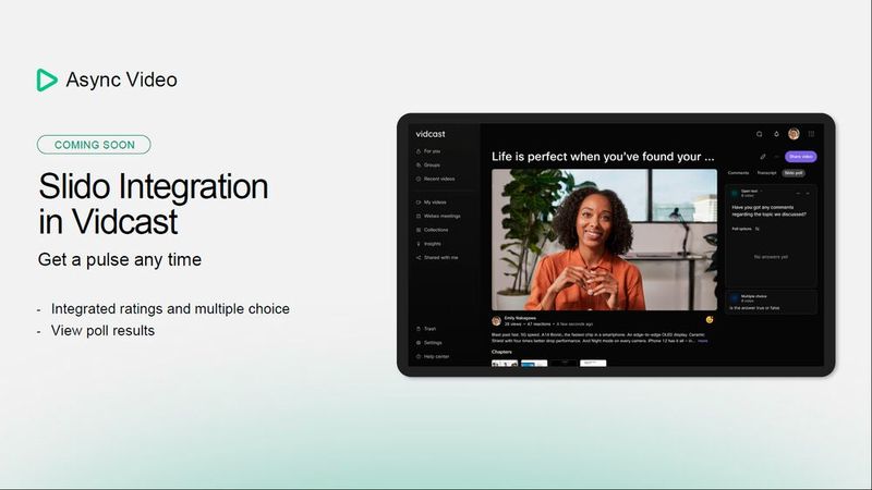 Slido ist in Cisco Vidcast integriert, sodass sich Umfragen, Kommentare und Abstimmungen in Video-Dateien einfügen lassen. (Bild: © Cisco / Matzer)