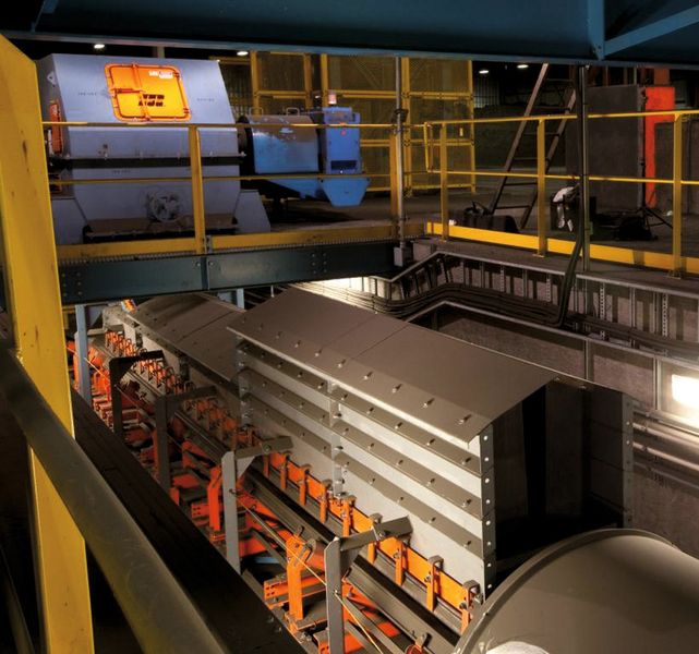 The entire system of chutes and transfers at Kinder Morgan's North Vancouver facility was custom-engineered and modelled in 3-D. (Picture: Martin Engineering)