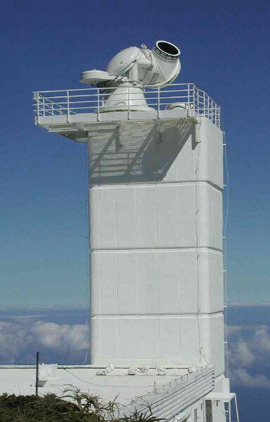 Das schwedische Solarteleskop (SST) auf La Palma. (Bild: Mikrotron)