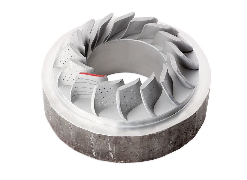 Impeller mit Kanälen zur Grenzschichtbeeinflussung. (Bild: SLM Solutions)
