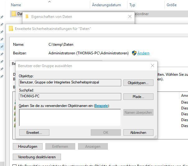 Ändern des Besitzers eines Objekts in Windows. (Th. Joos)