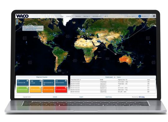 Bluebox Systems hat mit Waco einen neuen Partner gewonnen. Alle Waco-Mitglieder können so jetzt Luft- und Seefrachtsendungen live verfolgen, um so früh auf Verspätungen reagieren zu können und die Zusammenarbeit im Netzwerk zu verbessern. (Bild:  Bluebox Systems)