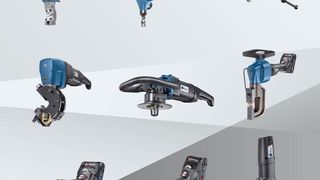 ... nach 90 Jahren Innovation sieht das Portfolio von handgeführten Trumpf-Blechbearbeitungswerkzeugen so aus. Mit dabei sind Kantenformer, Teileseparatoren und Handnibbler. (Bild: Trumpf)