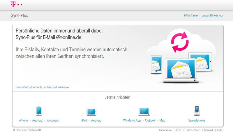Sync-Plus kann Kontakte und andere Daten zwischen der Cloud, PCs, Mac, Smartphones und Tablets synchronisieren. (Telekom Deutschland)