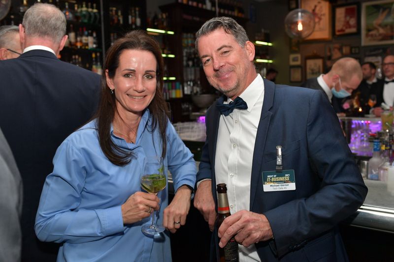 Katja Neumann, Vertiv, mit Michael Görner, Tech Data. (Hannes Magerstaedt)