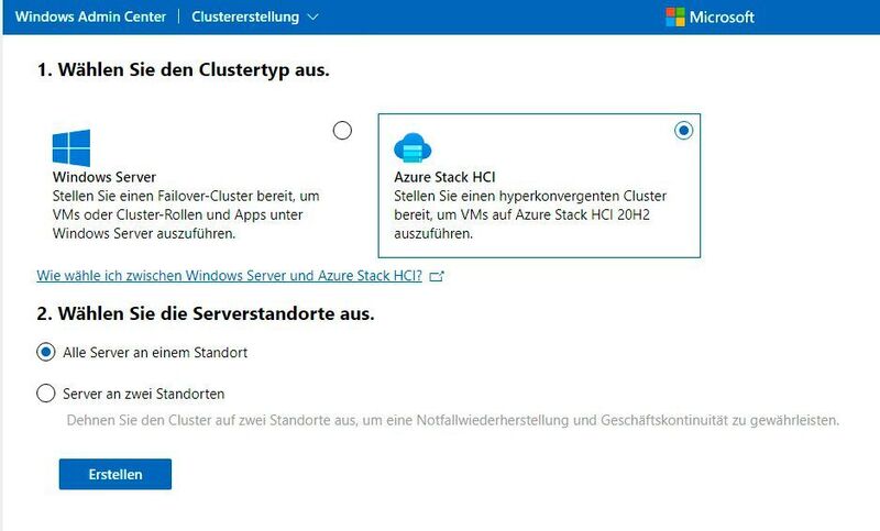Erstellen eines Azure Stack HCI-Clusters im Windows Admin Center. (Joos/Microsoft (Screenshot))