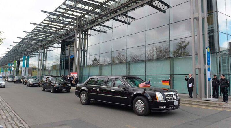 Entsprechend reiste der US-Präsident an. Natürlich mit großem Sicherheitsgefolge. (Bild: Hannover Messe)