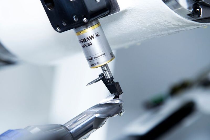 Messtasterkonfiguration in einer Schleifmaschine! Das gehört zu den Ideen von Renishaw, mit denen das Schleifen optimiert wird. Unter anderem dient das zur geometrischen Rückführung von Messdaten für den Qualitätsregelkreis.  (Bild: Renishaw)