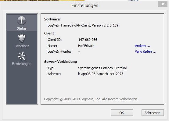 Abbildung 2: Die Einstellungen des Clients können Anwender bequem über das System-Menü erreichen. Damit Hamachi generell funktioniert, müssen hier aber keine Änderungen vorgenommen werden. (Bild: Joos)