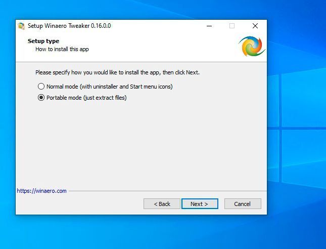Winaero Tweaker kann installiert und als portable Version eingesetzt werden. Das erleichtert den Test der Software. (Th. Joos)