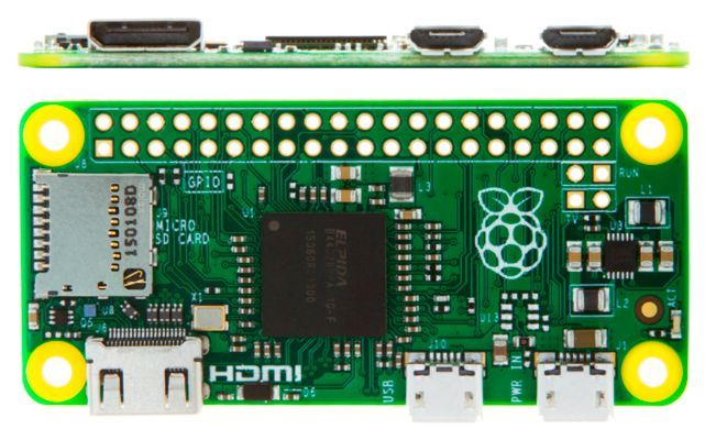 Raspberry Pi Zero: betet mehr CPU-Leistung als Raspberry Pi 1 (im Bild das Modell ohne Kameraport und Wireless) (Bild: Farnell)