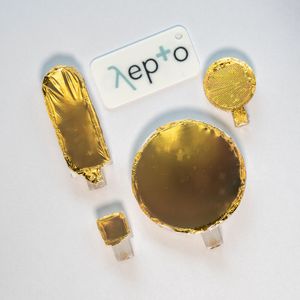 Die Terahertz-Filter von Lepto bestehen aus einer dünnen Polymerfolie mit einer mikrostrukturierten Goldoberfläche, die auf einem 3D-gedruckten Rahmen befestigt ist. Dadurch sind die Komponenten besonders leicht und individuell anpassbar. (Bild:  Empa)
