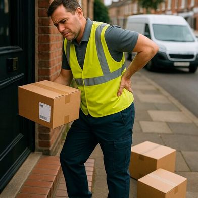 Spuren der Paketflut: Die AOK Rheinland/Hamburg sieht in der KEP-Branche einen rekordverdächtigen Krankenstand von 7,69 Prozent der Beschäftigten. (Bild: VCG/KI-generiert)