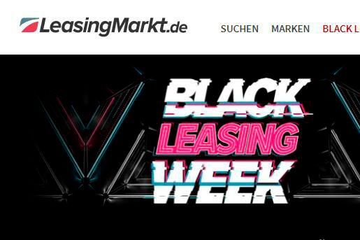 Auch Leasingmarkt.de nimmt mit der Black Leasing Week am Black Friday teil. Ebenfalls vom 25. November bis 2. Dezember gibt es täglich wechselnde Angebote. Das Portal bietet die Fahrzeuge für Privat- und Gewerbekunden ohne Anzahlung an. (Screenshot Leasingmarkt.de)