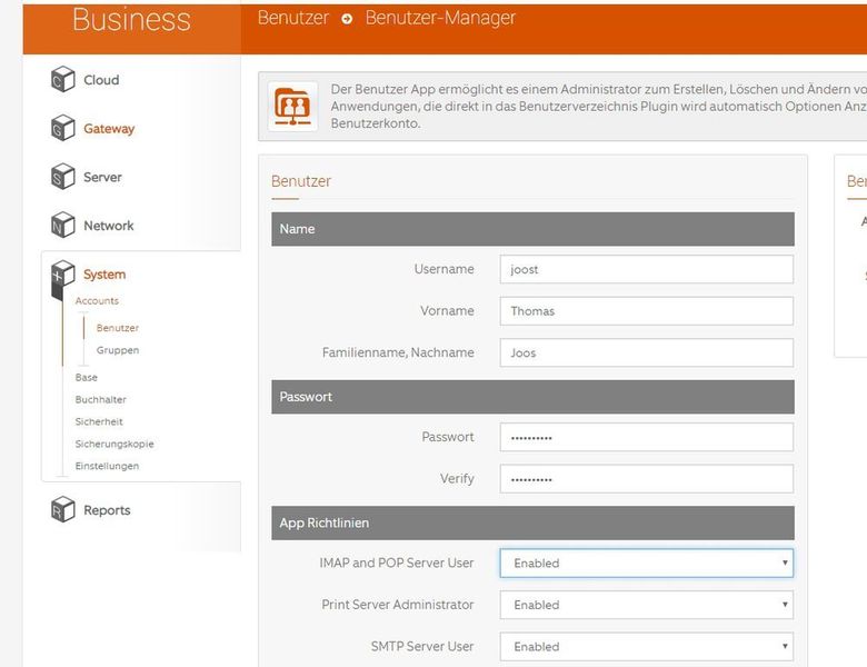 Die Benutzerverwaltung ermöglicht auch die Einbindung in Gruppen. (Clear / Joos)