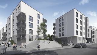 Auf dem Gelände einer ehemaligen Textilfabrik in Mönchengladbach entsteht ein urbanes Wohnquartier für alle Lebensphasen: Vitus Living.  (Bild: Rheinlandgruppe)