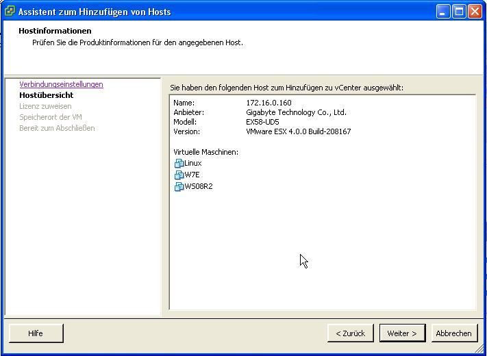 Am Ende der Dialogfolge „Host hinzufügen“ zeigt der Assistent nochmal alle gewählten Parameter des Hosts. Anschließend wird der Host in die Verwaltungsumgebung von vSphere eingefügt. (Archiv: Vogel Business Media)