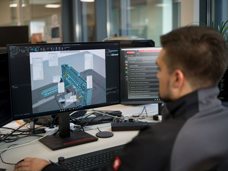 Die Entwicklung der großen Laserhybrid-Schweißanlage war für Fronius alles andere als einfach. Denn die Portalgigantin musste virtuell in Betrieb genommen werden, weil das physisch nicht möglich war. Geholfen hat einmal mehr das Tool Pathfinder von Fronius. (Bild: Fronius)