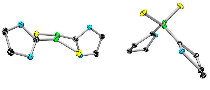Eine gewöhnliche Bor-Bor-Doppelbindung (links) und ihre biradikalen Verwandte, die extrem stabil ist.  (Dr. Rian Dewhurst)