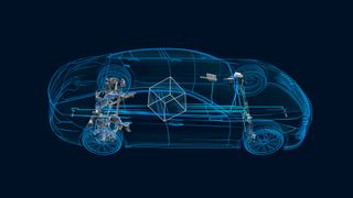 Eine Software-Plattform bündelt Sensor-Informationen des gesamten Fahrzeugs und bereitet sie für die Steuerung aktiver Systeme in Fahrwerk, Lenkung und Bremse auf. So möchte ZF künftig das Fahrverhalten zentral optimieren. (ZF Friedrichshafen)