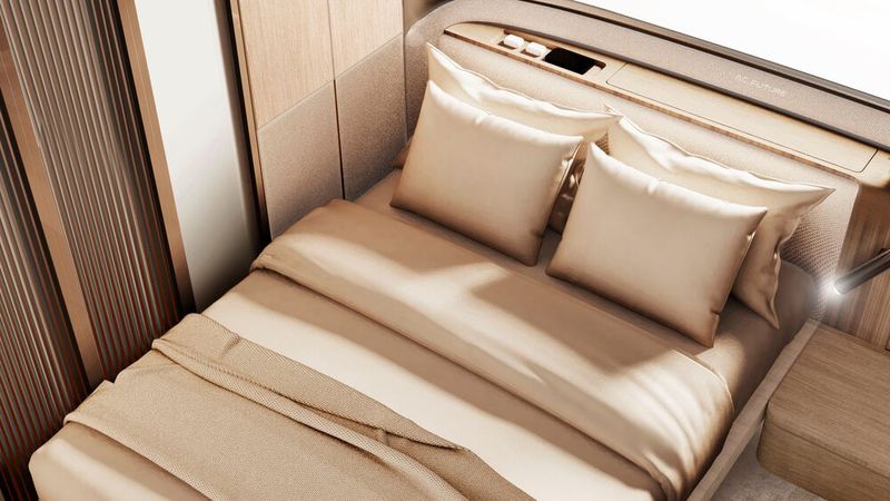 Im Heck bietet das Transformationshaus ein Doppelbett. (Bild: Pininfarina)