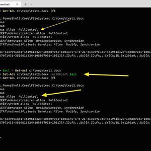 Kopieren von Berechtigungen in der PowerShell mit Get-Acl und Set-Acl.(Bild:  Joos)