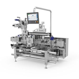 Die Etikettierserie L 320 lässt sich vielseitig konfigurieren – egal ob Rundum‑, Vorder‑/ Rückseiten‑, Top‑ oder Siegeletikettierung. (Bild:  Multivac)