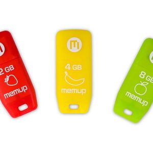 Als „süße“ Früchtchen bewirbt Memup die Sweet-Modelle: Erdbeere (Rot), Banane (Gelb) und Apfel (Grün) stehen zur Auswahl.