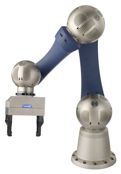 Das Powerball-Konzept geht in die nächste Runde: Mit dem Leichtbauarm der fünften Generation präsentiert Schunk einen besonders kompakten und wendigen Helfer für stationäre und mobile Anwendungen in der Servicerobotik sowie in der industriellen Handhabung.  (Bild: Schunk)