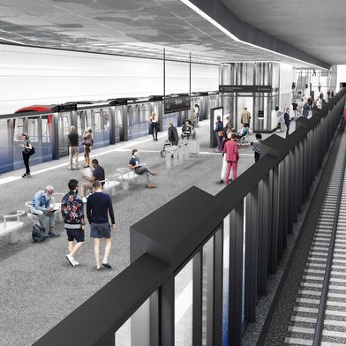 Visualisierung: Die vollautomatische Linie U5 in Hamburg ist Deutschlands größtes U-Bahn-Bauprojekt. (Bild: Gruber Popp Architekten)