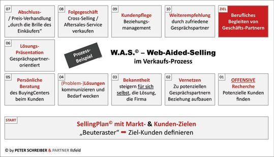 Prozessbeispiel für Web-Aided-Selling im Verkaufs-Prozess.(Bild:  Peter Schreiber & Partner)