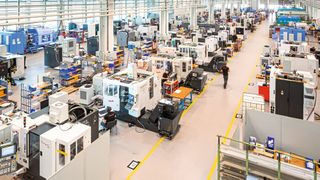 Vue de la halle de production de Starrag à Vuadens où est produite la gamme 191.  (Source : Starrag)