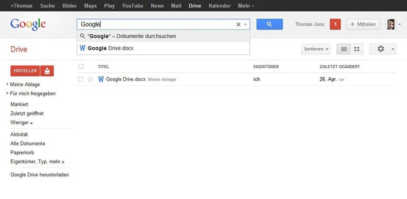 Es ist auch möglich, in Dokumenten zu suchen, die in Google Drive gespeichert sind. (Archiv: Vogel Business Media)