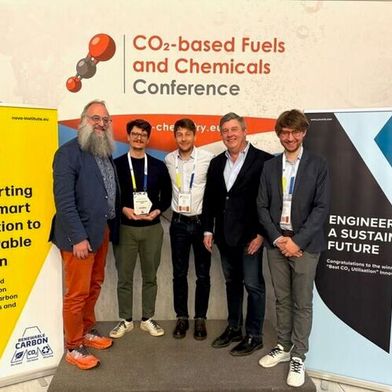 This year’s winners – Rapco2 (Italy), Aerleum (France), and Ocochem (USA) – were chosen by a live audience vote from six nominated innovations.  (Source: ©nova-Institute)