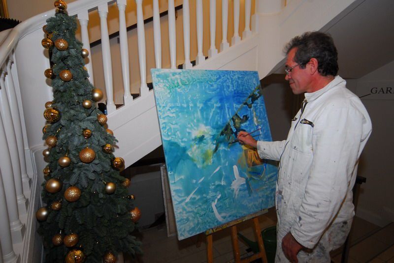 Künstler Kay Prinz malte das Abschiedsgeschenk für Bernd Schweitzer. (Archiv: Vogel Business Media)