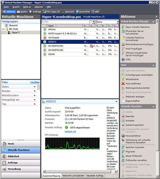 Abbildung 4: Das Management der virtuellen Umgebungen übernimmt das Microsoft-Tool System Center Virtual Machine Manager. Bild: Dr. Götz Güttich (Archiv: Vogel Business Media)